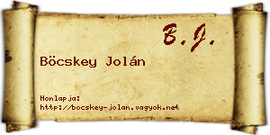 Böcskey Jolán névjegykártya